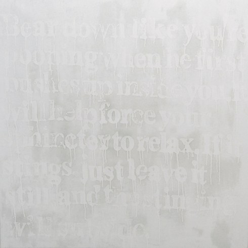 Devon Britt-Darby, Received Wisdom (Bear Down), 2013. Glass microspheres, acrylic and enamel on canvas.
